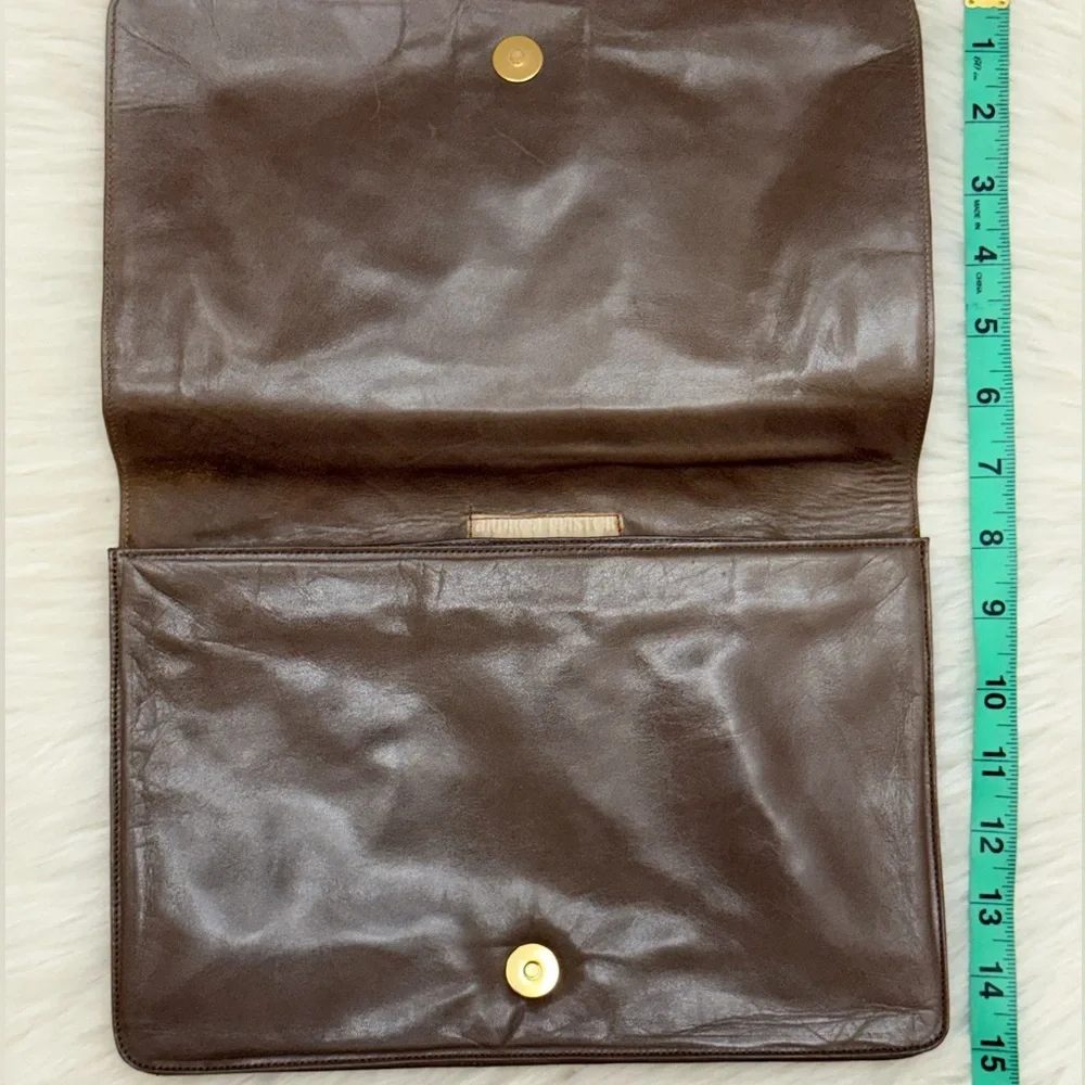 ANDREA PFISTER FOR AMEN WARDY - GREY BROWN TAN SNAKE EMBOSSED LEATHER CLUTCH BAG - Picture 13 of 13